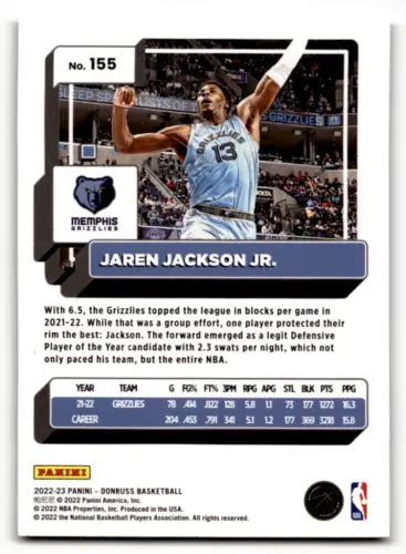 2022-23 Donruss Holo Green Laser #155 Jaren Jackson Jr. basketball card in NM-MT condition