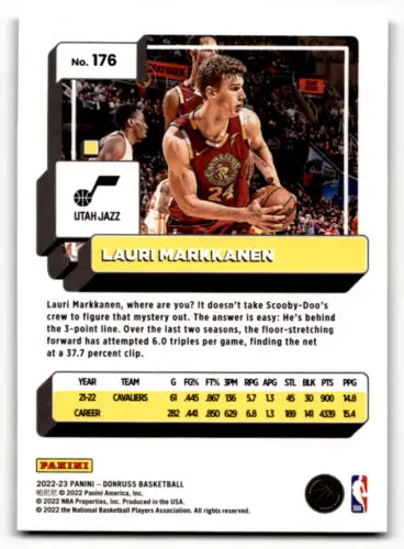 Lauri Markkanen basketball card 2022-23 Donruss Holo Green Laser original gloss NM-MT