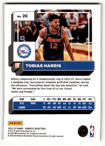 2022-23 Donruss Holo Green Laser Tobias Harris basketball card in EX/NM condition