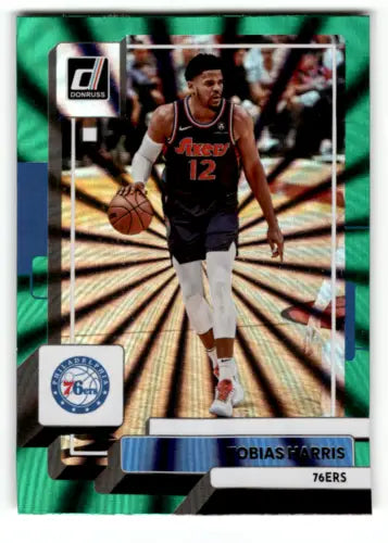 Tobias Harris basketball card 2022-23 Donruss Holo Green Laser in EX/NM condition