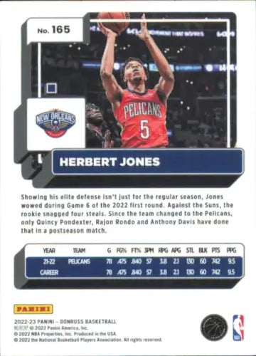 Herbert Jones basketball card 2022-23 Donruss Holo Red and Gold Laser New Orleans Pelicans