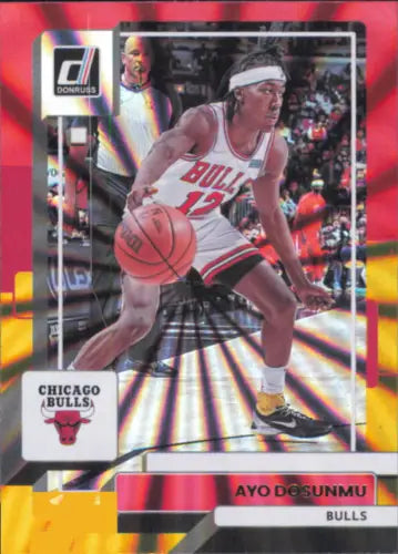 Ayo Dosunmu basketball card featuring Donruss Holo Red and Gold Laser design