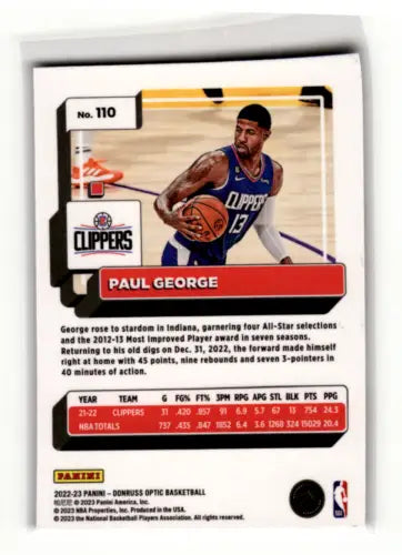 2022-23 Donruss Optic #110 Paul George NM-MT Clippers basketball card original gloss