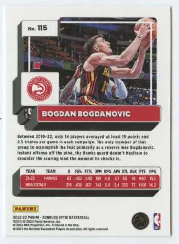 Bogdan Bogdanovic basketball card from 2022-23 Donruss Optic with original gloss finish