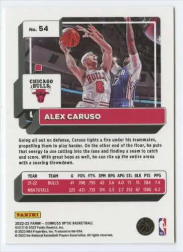 Alex Caruso basketball card from 2022-23 Donruss Optic featuring original gloss finish