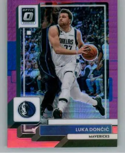 Luka Dončić basketball card from 2022-23 Donruss Optic Hyper Pink series