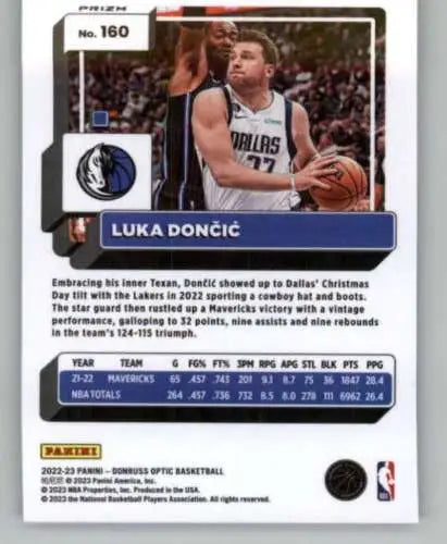 Luka Dončić 2022-23 Donruss Optic Hyper Pink basketball card with original gloss finish