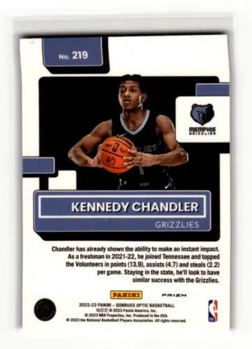 Kennedy Chandler basketball card in 2022-23 Donruss Optic Hyper Pink collectible edition