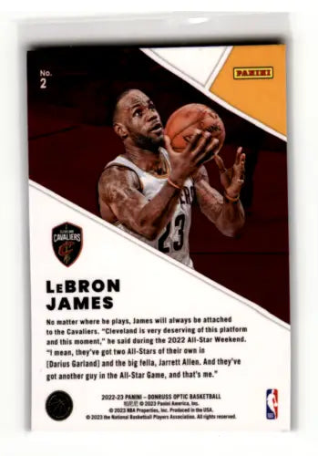 LeBron James basketball card from 2022-23 Donruss Optic Winner Stays with original gloss