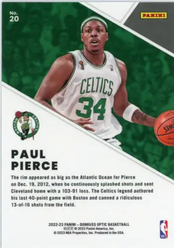 Paul Pierce 2022-23 Donruss Optic Winner Stays card featuring Boston Celtics legend