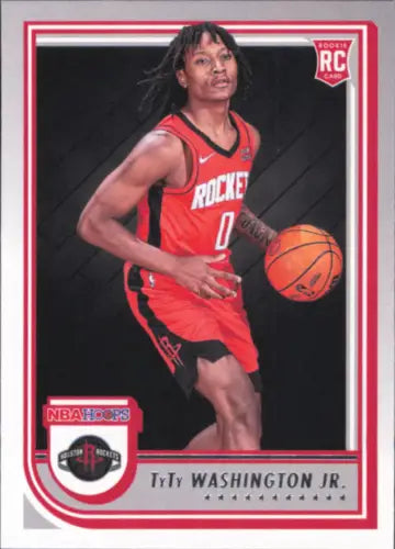 TyTy Washington Jr Rookie Card from 2022-23 Hoops #258 featuring Houston Rockets