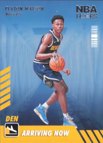 Peyton Watson Denver Nuggets basketball card from 2022-23 Hoops Arriving Now set