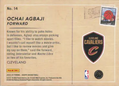 Ochai Agbaji Cleveland Cavaliers hoops rookie trading card from 2022-23 season