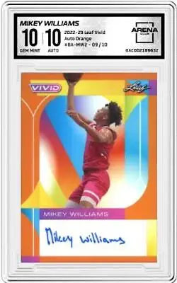 Mikey Williams autographed basketball card from 2022-23 Leaf Vivid Mikey collection