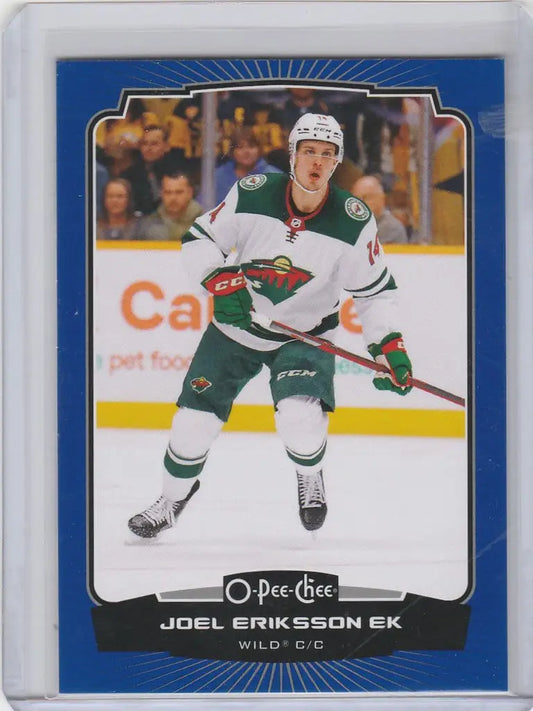 Hockey trading card of Joel Eriksson Ek skating for Minnesota Wild 2022-23 OPC Hockey