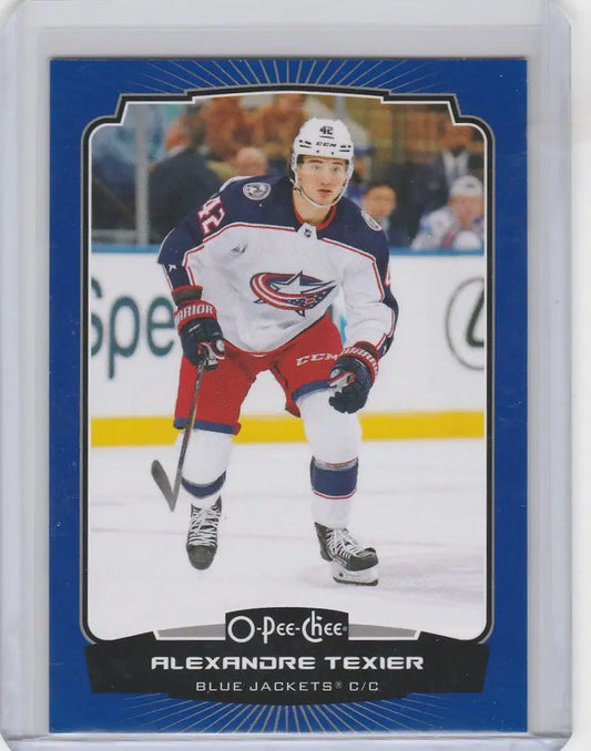 Hockey trading card of Alexandre Texier in action for the Columbus Blue Jackets 2022-23 OPC Hockey