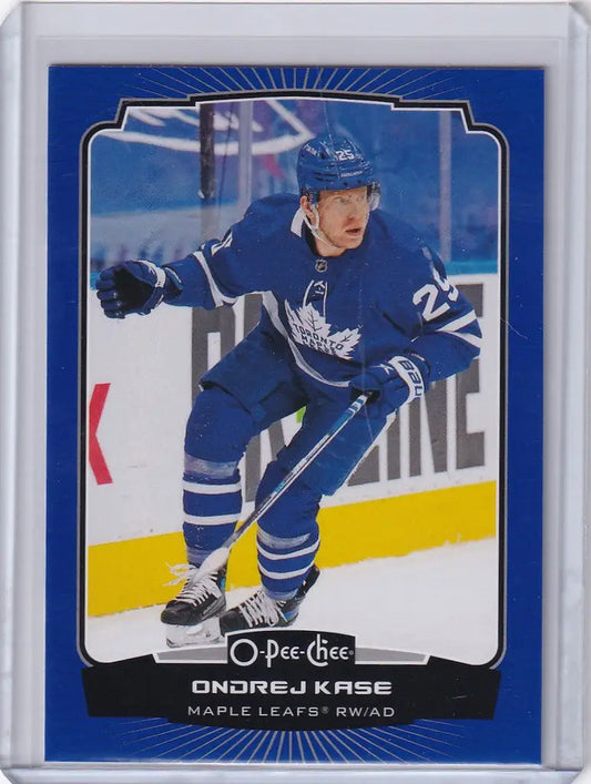 Hockey trading card of Ondrej Kase skating for Toronto Maple Leafs in OPC Hockey Blue