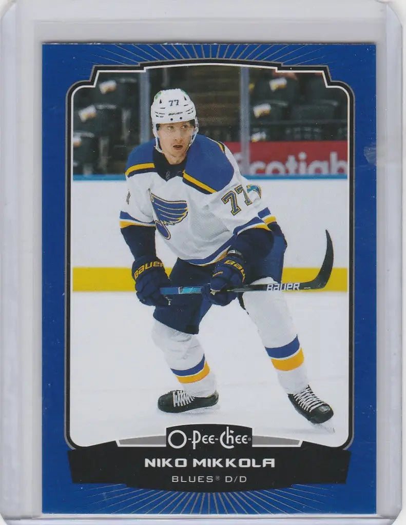 Hockey trading card of Niko Mikkola in action for the St. Louis Blues 2022-23 OPC Hockey