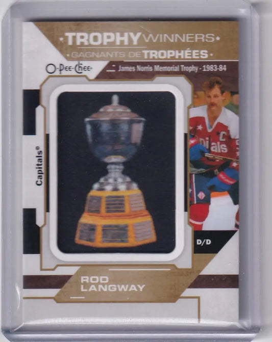 Hockey trophy featuring a silver cup on a gold base for OPC Hockey James Norris relic