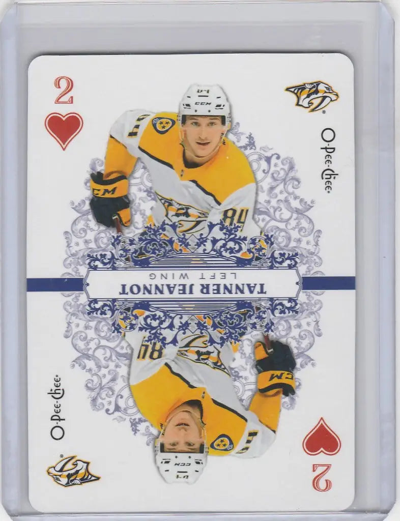 Tanner Jeannot Nashville Predators playing card from OPC Hockey Playing Cards set