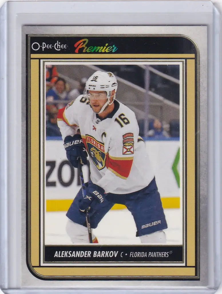 Hockey trading card of Aleksander Barkov from OPC Hockey Premier Florida Panthers