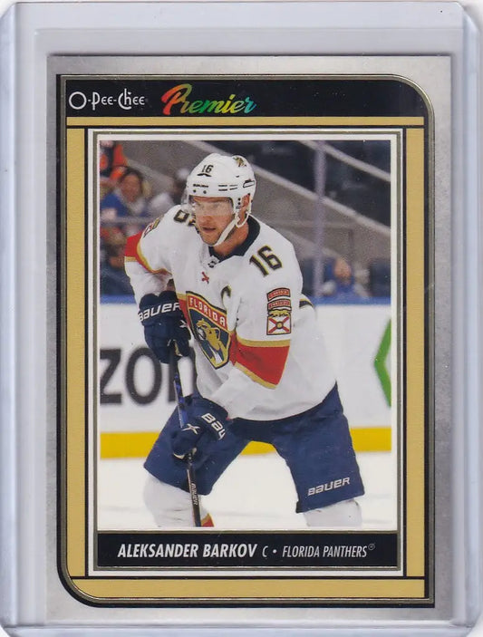 Hockey trading card of Aleksander Barkov from OPC Hockey Premier Florida Panthers