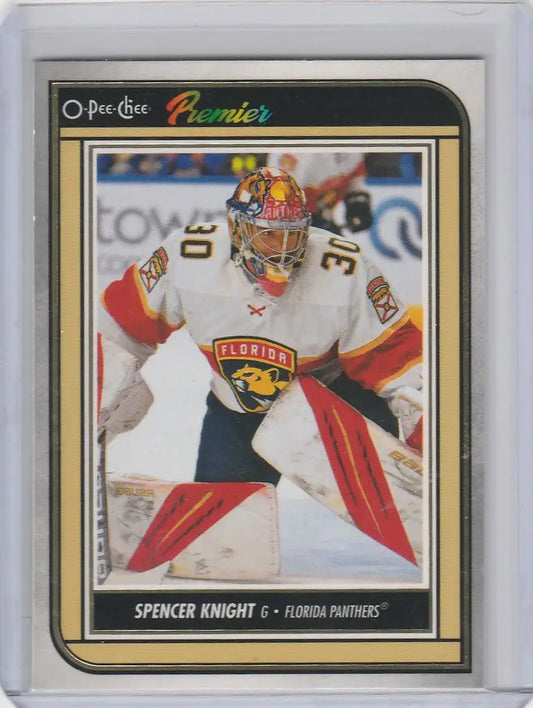 Hockey trading card of Spencer Knight, Florida Panthers goalie, 2022-23 OPC Hockey