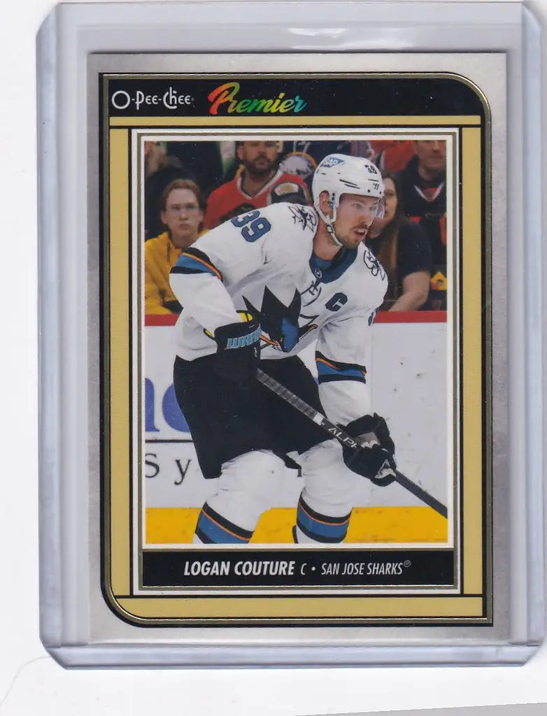 Hockey trading card of Logan Couture from San Jose Sharks OPC Hockey Premier collection