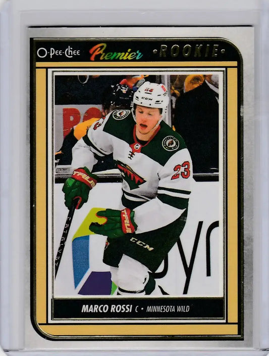 Hockey trading card of Marco Rossi, Minnesota Wild, from 2022-23 OPC Hockey Premier