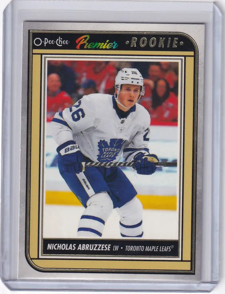 Hockey trading card of Nick Abruzzese, Toronto Maple Leafs in 2022-23 OPC Hockey Premier