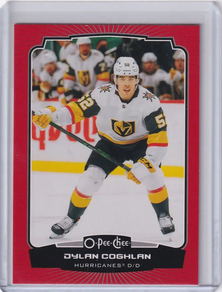 Hockey trading card of Dylan Coghlan in action, 2022-23 OPC Hockey Red Border