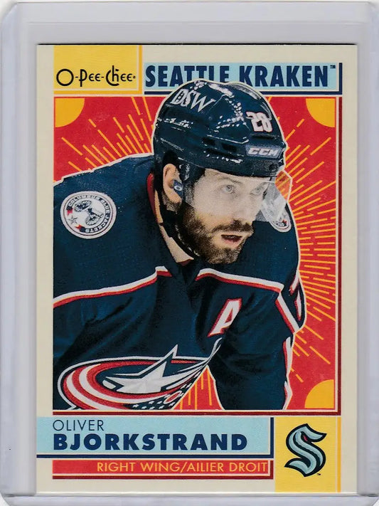 Hockey trading card of Oliver Bjorkstrand from Seattle Kraken, 2022-23 OPC Hockey