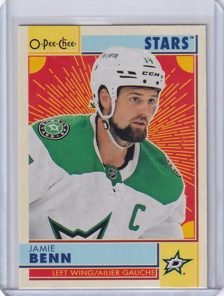 Hockey trading card of Jamie Benn from Dallas Stars in OPC Hockey Retro design