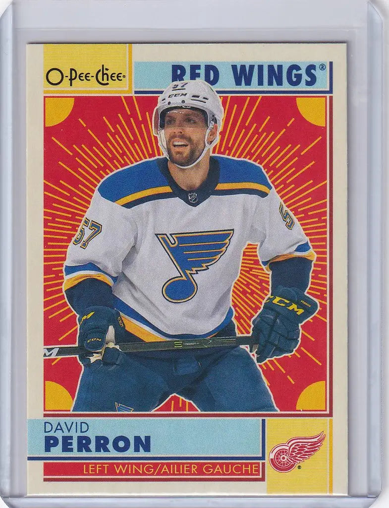 Hockey trading card of St. Louis Blues player in OPC Hockey Retro design, #176 David Perron