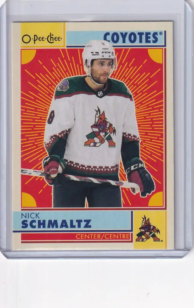 Hockey trading card of Nick Schmaltz in Arizona Coyotes jersey from OPC Hockey Retro