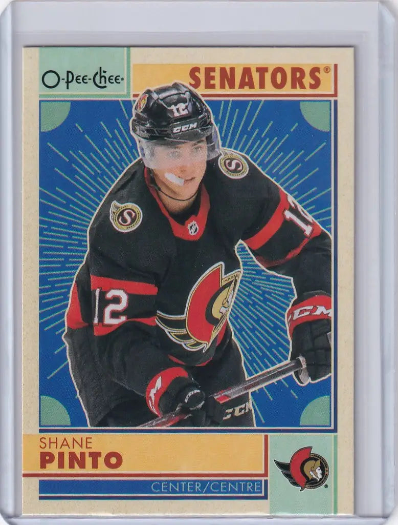 Hockey trading card of Senators player Shane Pinto, 2022-23 OPC Hockey Retro