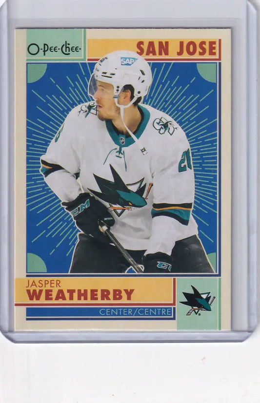 Hockey trading card of Jasper Weatherby from the San Jose Sharks OPC Hockey Retro series