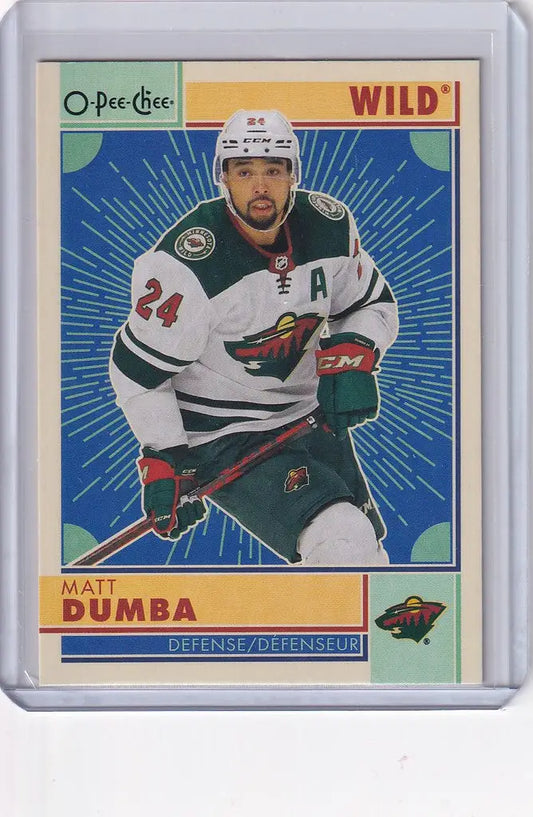 Hockey trading card of Matt Dumba, Minnesota Wild, from 2022-23 OPC Hockey Retro collection