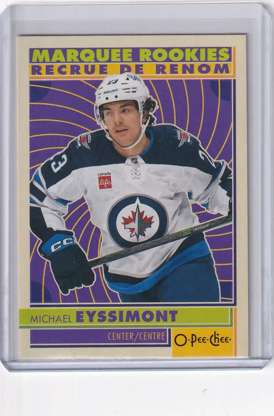 Hockey trading card of Michael Eyssimont in white jersey for 2022-23 OPC Hockey Retro