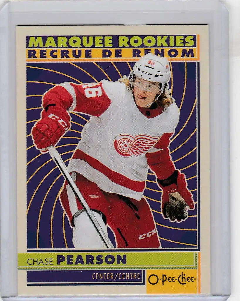 Hockey trading card of Chase Pearson in Detroit Red Wings jersey, 2022-23 OPC Hockey