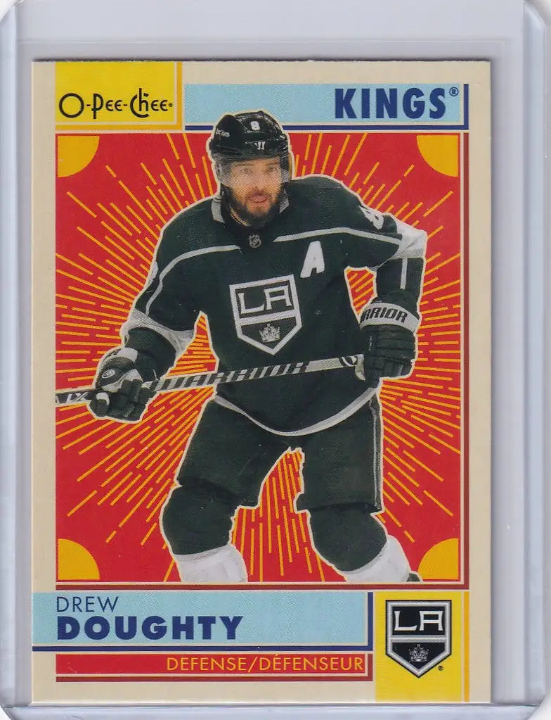 Hockey trading card of Drew Doughty in black jersey for OPC Hockey Retro Los Angeles Kings