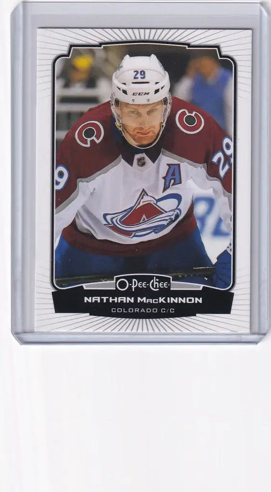 Hockey player card of Nathan MacKinnon in OPC Hockey Variation Close from Colorado Avalanche