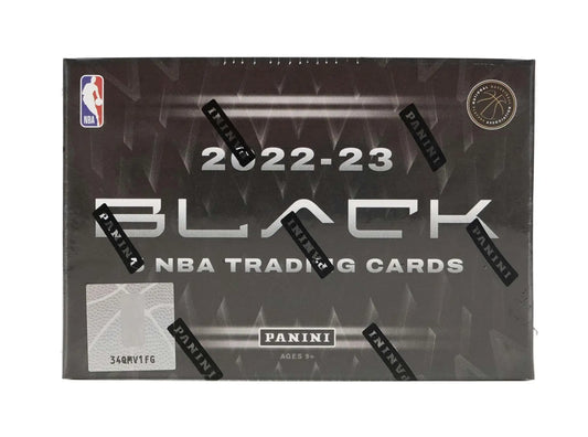 2022-23 Panini Black Basketball Hobby Box with dark styling and silver text