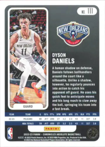 2022-23 Panini Chronicles #111 Dyson Daniels Absolute Rookie Pelicans Card NM-MT