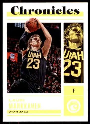 Lauri Markkanen basketball card from 2022-23 Panini Chronicles with original gloss finish