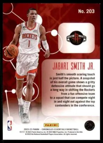 Jabari Smith 2022-23 Panini Chronicles basketball card with original gloss finish