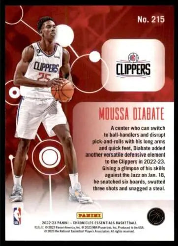 Moussa Diabate basketball card from 2022-23 Panini Chronicles with original gloss finish