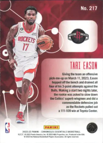 Basketball trading card of Tari Eason from 2022-23 Panini Chronicles Houston Rockets