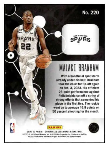 Malaki Branham basketball card from 2022-23 Panini Chronicles with original gloss