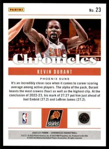 2022-23 Panini Chronicles #23 Kevin Durant basketball card with original gloss finish